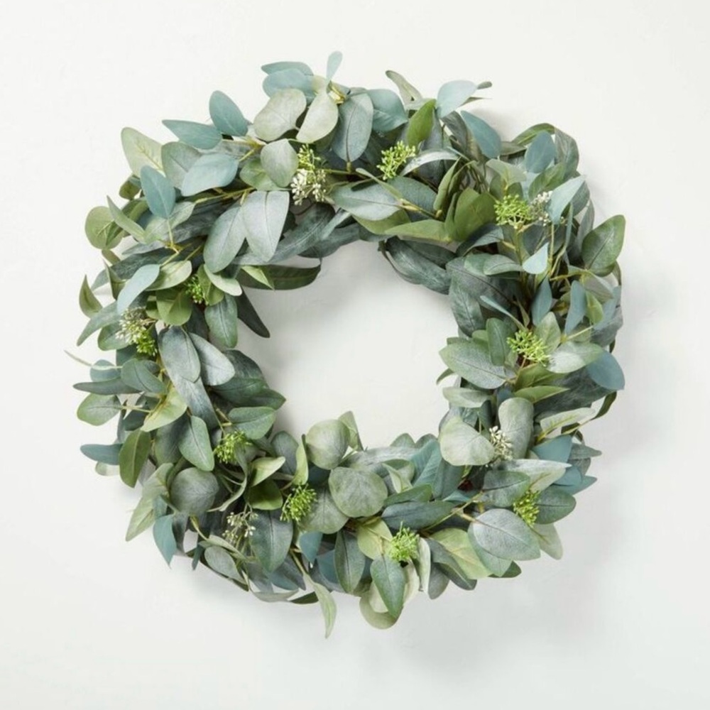 24" Faux Seeded Eucalyptus Wreath - Hearth & Hand with Magnolia, NWT